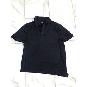 Lululemon Mens Black Medium Vent Short Sleeve Collard Shirt